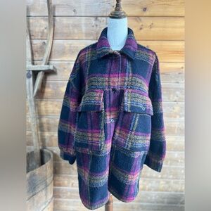 Zara Wool Blend Plaid Coat Jacket – Size M/L